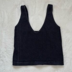 Black Ribbed Women's Top